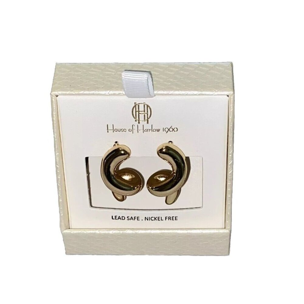 House of harlow 1960 GOLD tone Corkscrew Spiral earrings NEW  Nickel free